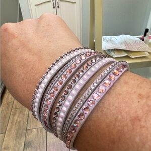 Suede and crystal wrap bracelet